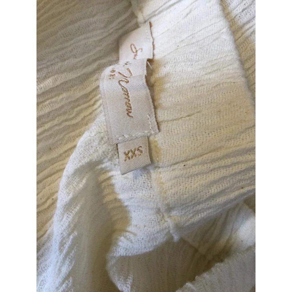 Savannah Morrow Organic Cotton Gauze Maxi Skirt Elastic Waist Beige Size XXS